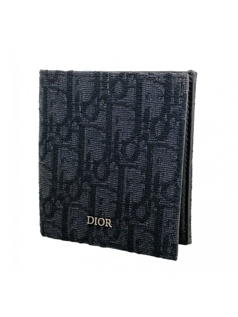 Dior Bill Purse Oblique Canvas Black Silver Wallet